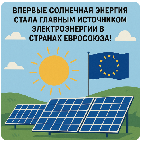 Подробнее о статье Солнечная энергия впервые стала крупнейшим источником электроэнергии в Евросоюзе